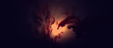 HD Red ink streakes in orange coloured water blood sunset slow motion 스톡 동영상 153523986