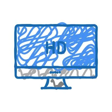 Hd resolution computer screen icon doodle illustration Stock Illustration