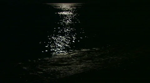 HD sea surface in the moonlight Stock Footage 592071
