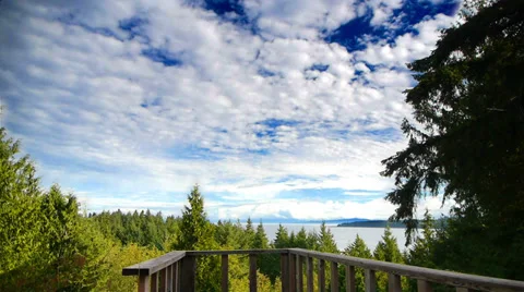 HD Seamless Loop Cloud Time-lapse Over Forest and Ocean Stock Footage 37016194