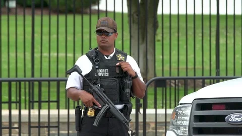 HD | Secret Service Agent at White House Stock Footage