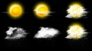 Hd Set Of Six Weather Icons With Animated Rain And Snow Stock Footage