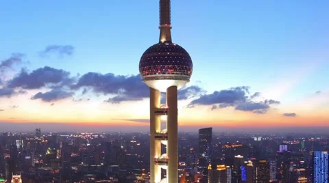 HD: Shanghai Skyline and Oriental Pearl Tower,Timelapse(Zoom) Stock Footage