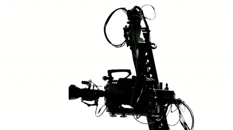 HD - Silhouette. TV camera crane Stock Footage 11090195