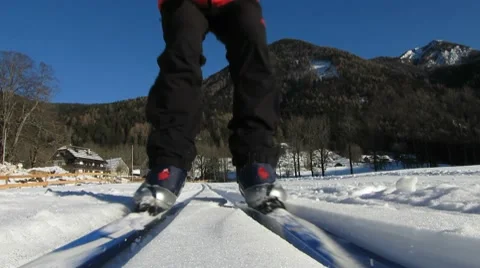 HD: Skiing Over The Camera Stock Footage 10699191