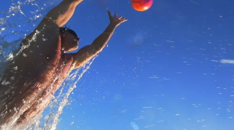 HD Slow-Mo: Man Pass a Water Polo Ball Vídeo Stock 66337982