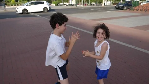 HD Slow motion. Children jumping Stock Footage 76584280