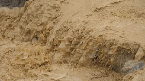 HD, Slow motion. Impressive cascade of runoff water caused by torrential rains. Video stock 98211187