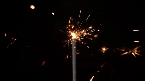 HD - Sparkler over black background. slow-mo Stock Footage 196325776