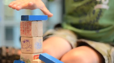 HD stacking blocks tilt up Video stock 40106170