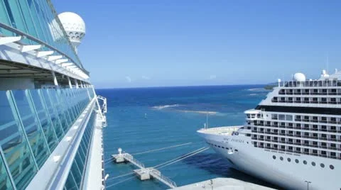 HD Stock Footage 1080p - Cruise Ships in Falmouth Jamaica Stock Footage