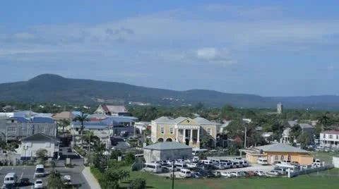 HD Stock Footage 1080p - Wide Shot - Downtown, Historic Falmouth Jamaica Port Stock Footage