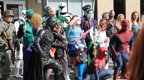 HD Stock Footage - Comic Con several posing Stock Footage 32299085