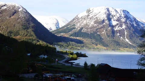 HD Time lapse of cloud exiting Kjøsnesfjord, Jølster, Sunnfjord, Vestland Stock Footage 195091507