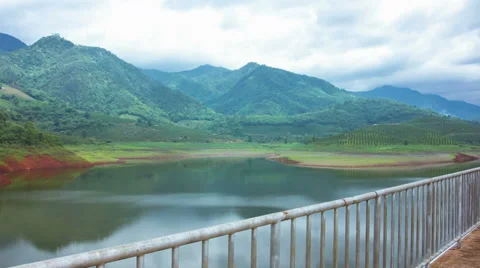 HD Time lapse Dam and mountain moving cloud Stock Footage 39788253