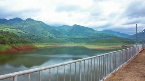 HD Time lapse Dam and mountain moving cloud Stock Footage 39788298