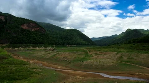 HD time lapse dry river in the hill pan right Stock Footage 40111501