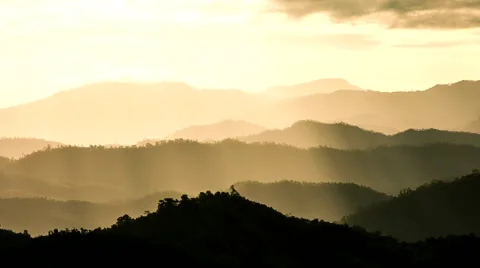 HD Time lapse hill gold sun beam zoom out Stock Footage 40092395