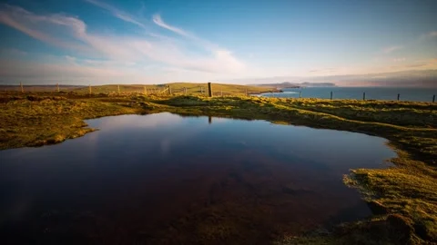 Hd Time Lapse from Kitchener's Memorial looking over to Hoy in Orkney Stock-Footage 256084027