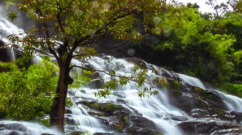 HD Time Lapse Maeya waterfall DSLR CU zoom out Stock Footage 40540279