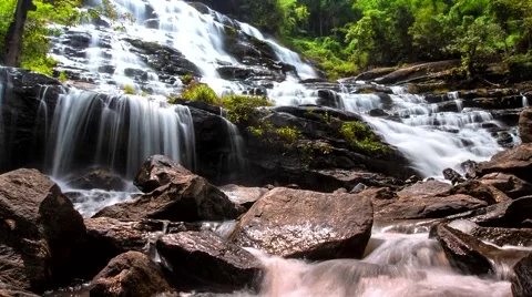 HD Time Lapse Maeya waterfall DSLR wide tilt up Stock Footage 40540364