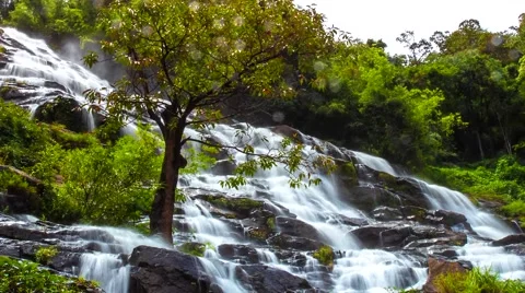 HD Time Lapse Maeya waterfall DSLR CU Tilt Up Stock Footage 40540381