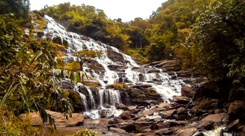 HD Time Lapse Maeya waterfall gopro zoom in Stock Footage 40540750