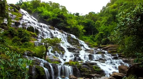 HD Time Lapse Maeya waterfall DSLR zoom in Stock Footage 40540914