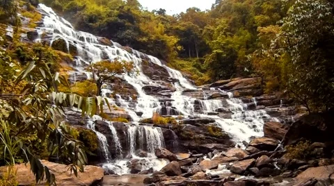 HD Time Lapse Maeya waterfall gopro zoom out Stock Footage 40540963