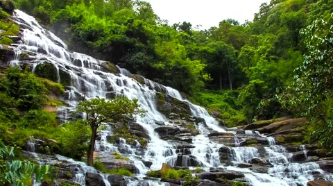 HD Time Lapse Maeya waterfall DSLR zoom out Stock Footage 40540979