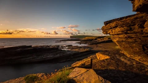 Hd Time Lapse from Marwick Bay Looking Over to Kitchener's Memorial in Orkney Stock-Footage 256084024