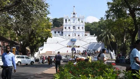 HD Time lapse of Our Lady of Immaculate Conception church in Panjim Goa Stock Footage 168700904