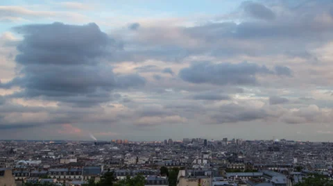 HD Time Lapse Pan of Paris Skyline in Evening light Stock Footage 39649051