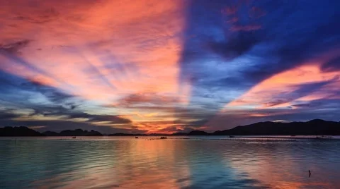 HD Time lapse. sunrise, moving clouds over the ocean Stock Footage 50948481