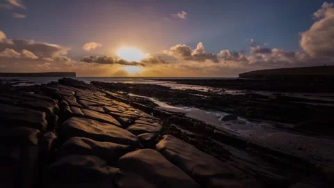 HD Time Lapse Sunset at the Brough in orkney Video stock 256084100