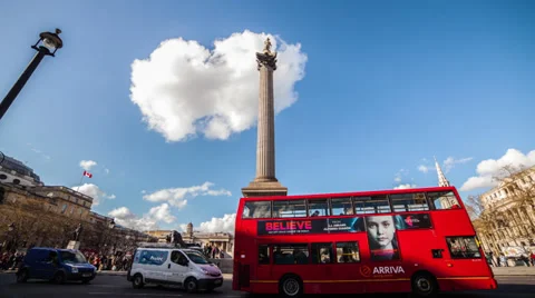 HD time lapse of Trafalgar Square and Nelson's Column in London Stock Footage 39664898