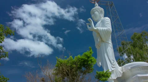 HD Time Lapse White Buddha zoom out, Chiang Mai, Thailand Stock Footage 39788086