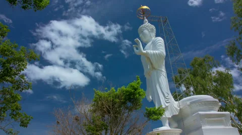 HD Time Lapse White Buddha zoom in, Chiang Mai, Thailand Stock Footage 39788980
