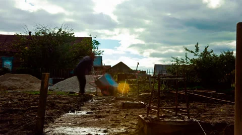 Hd time lapse work on laying the foundation for a plot Stock Footage 33229207