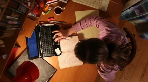 HD: Timelapse of a student doing homework  Stock Footage