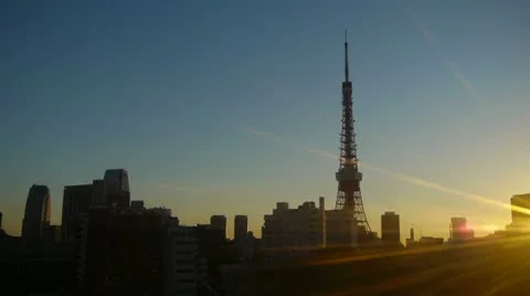 HD - Tokyo Tower on sun's rays Stock Footage 17329048