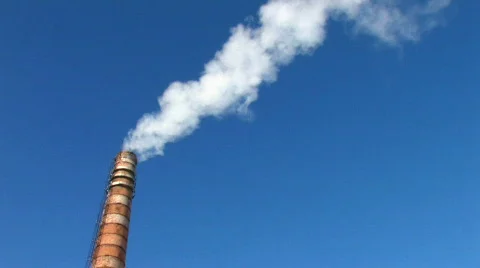 HD Tower of Coal burning power station on blue sky background Stock-Footage 742024
