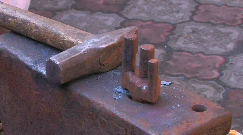 HD Traditional blacksmith at work, closeup Stock Footage 636914