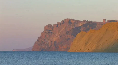 HD Tranquil sea and dramatic rocks, Crimea Stock Footage 597960
