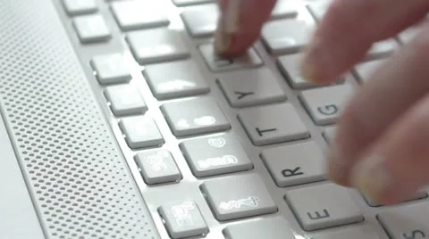HD - Typing on a Notebook keyboard. Close-up Stock Footage 24956294