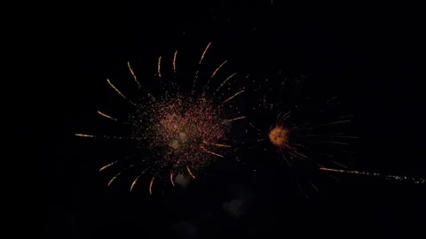 HD Vertical Fireworks Display in Night Sky Stock Footage 256906518