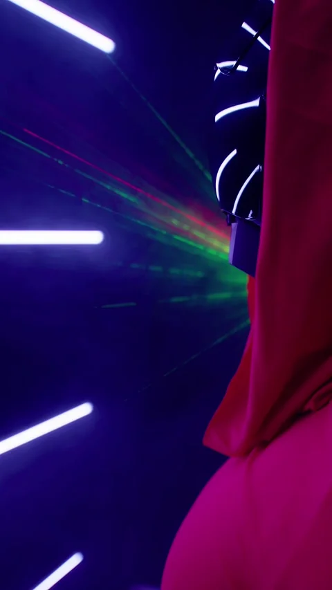 HD Vertical Shot of Alien Lady in Red Dress Video stock 321404975