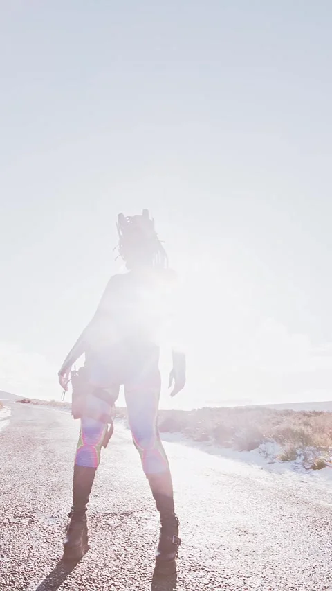 HD Vertical Shot of Cyber Robotic Lady Posing Stock Footage 321406298