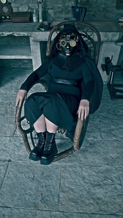 HD Vertical Shot of Horror Character in a Gothic House Video stock 321405439