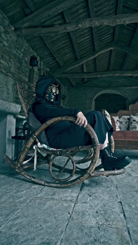 HD Vertical Shot of Horror Character in a Gothic House Video stock 321405474
